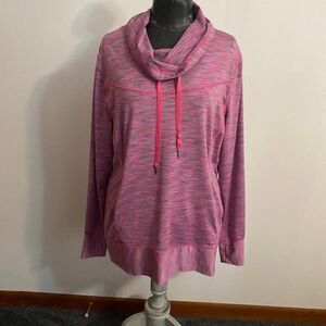 Aspire activewear Pink/Gray sweatshirt with drawstring cowl neck, size 1X